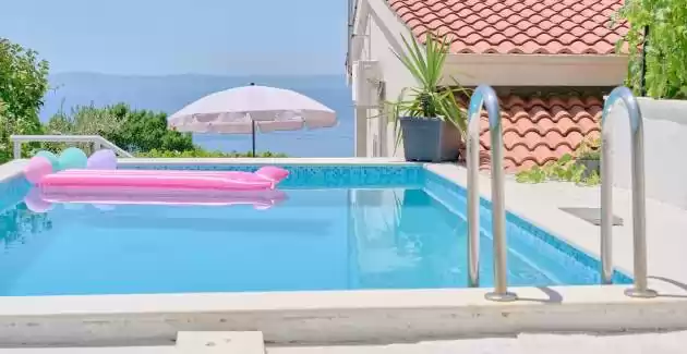 Holiday House Roza with pool and sea view